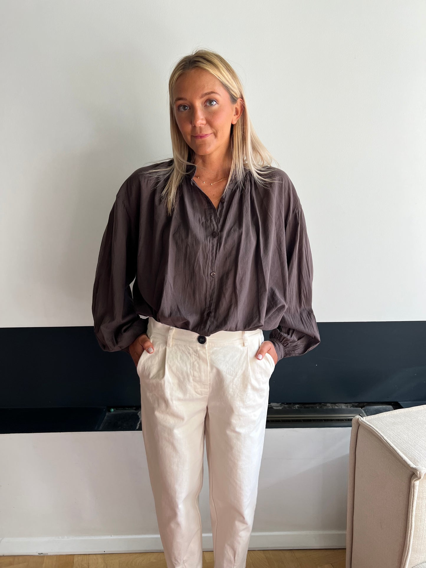 Pantalon ecru pinces