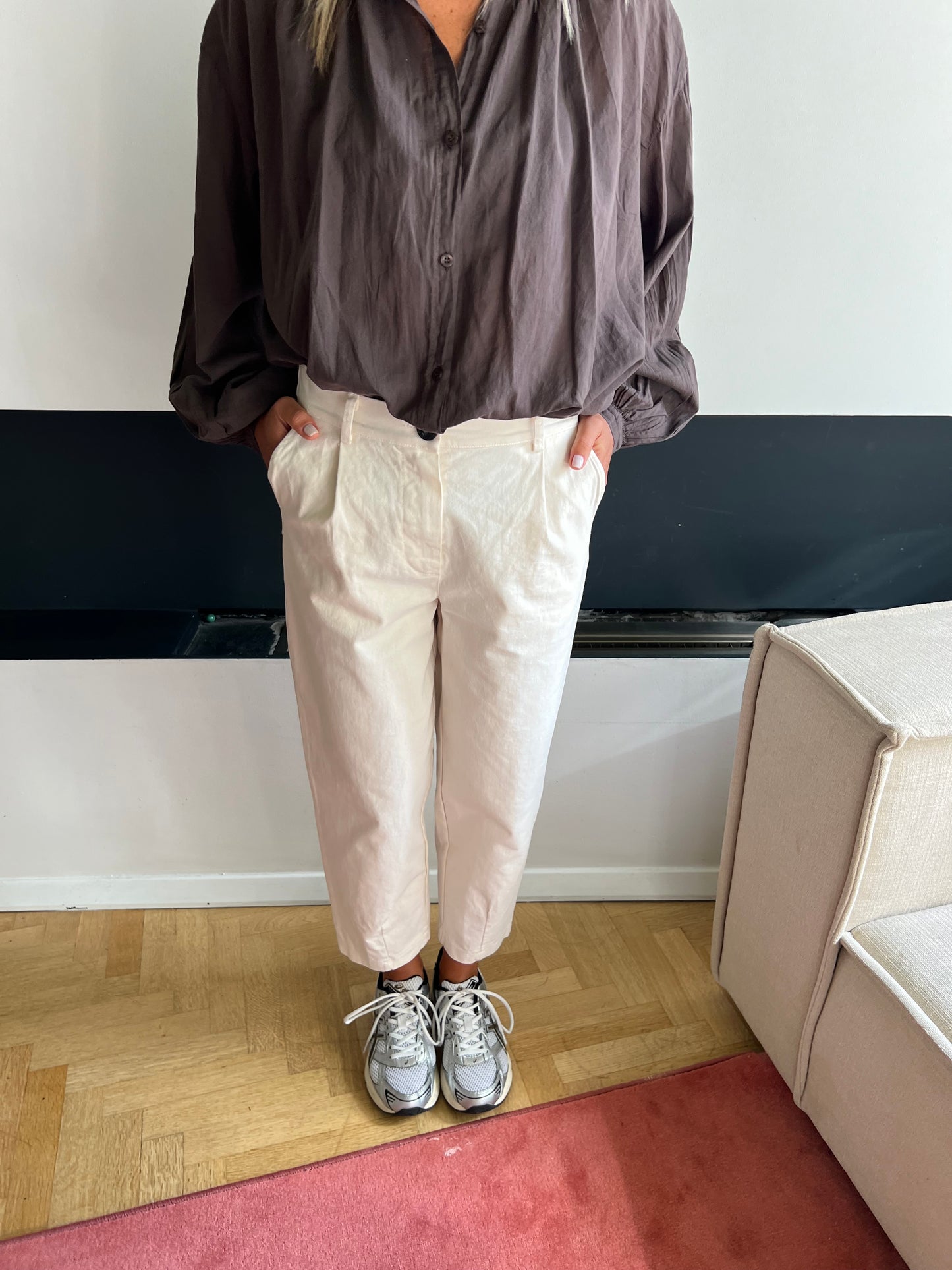 Pantalon ecru pinces
