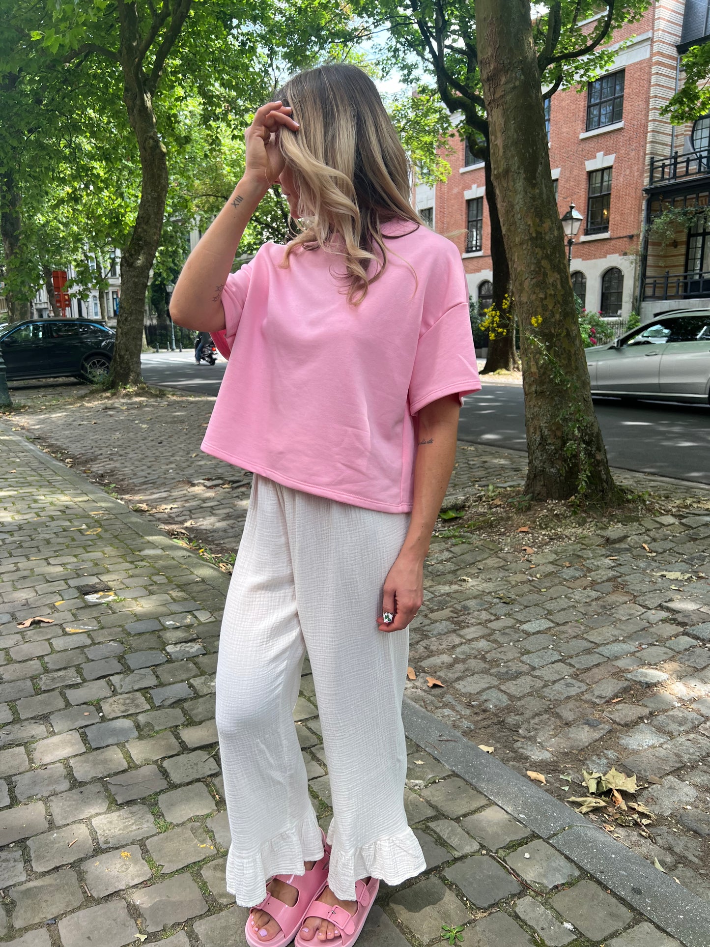 Pantalon gaze de coton volant