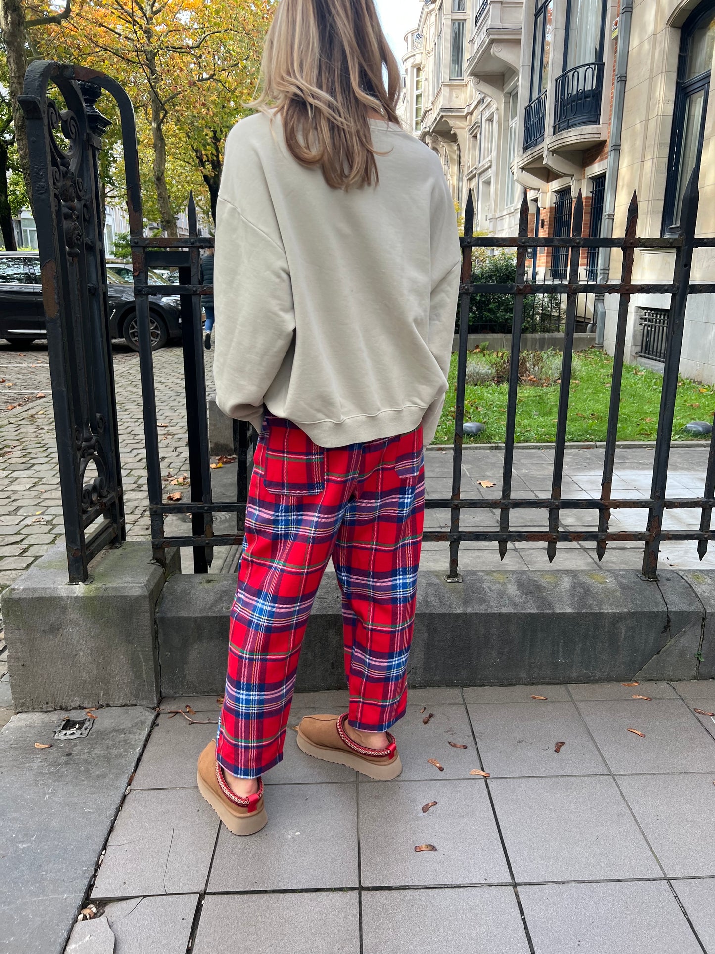 Pantalon carreaux rouge