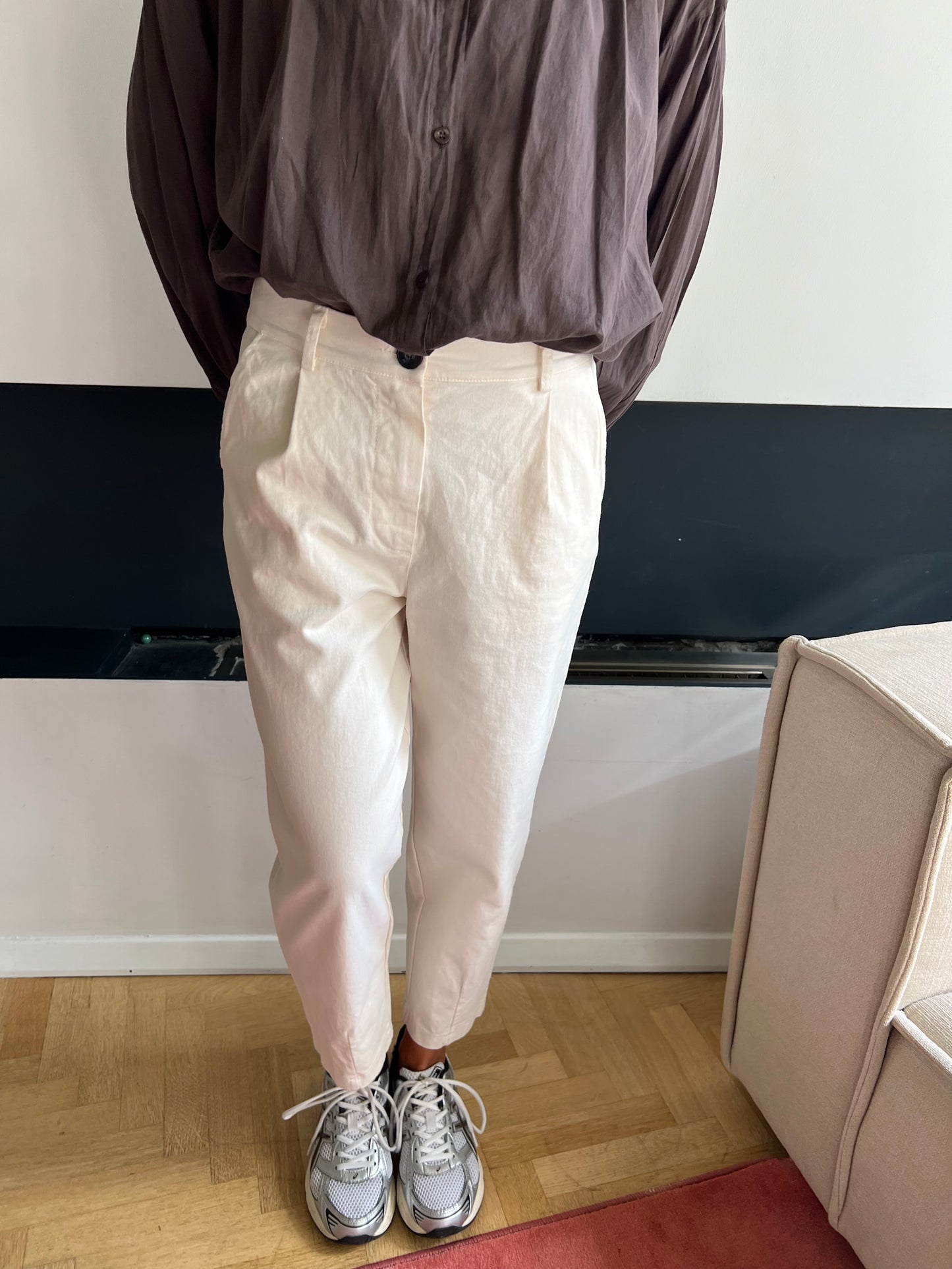 Pantalon ecru pinces