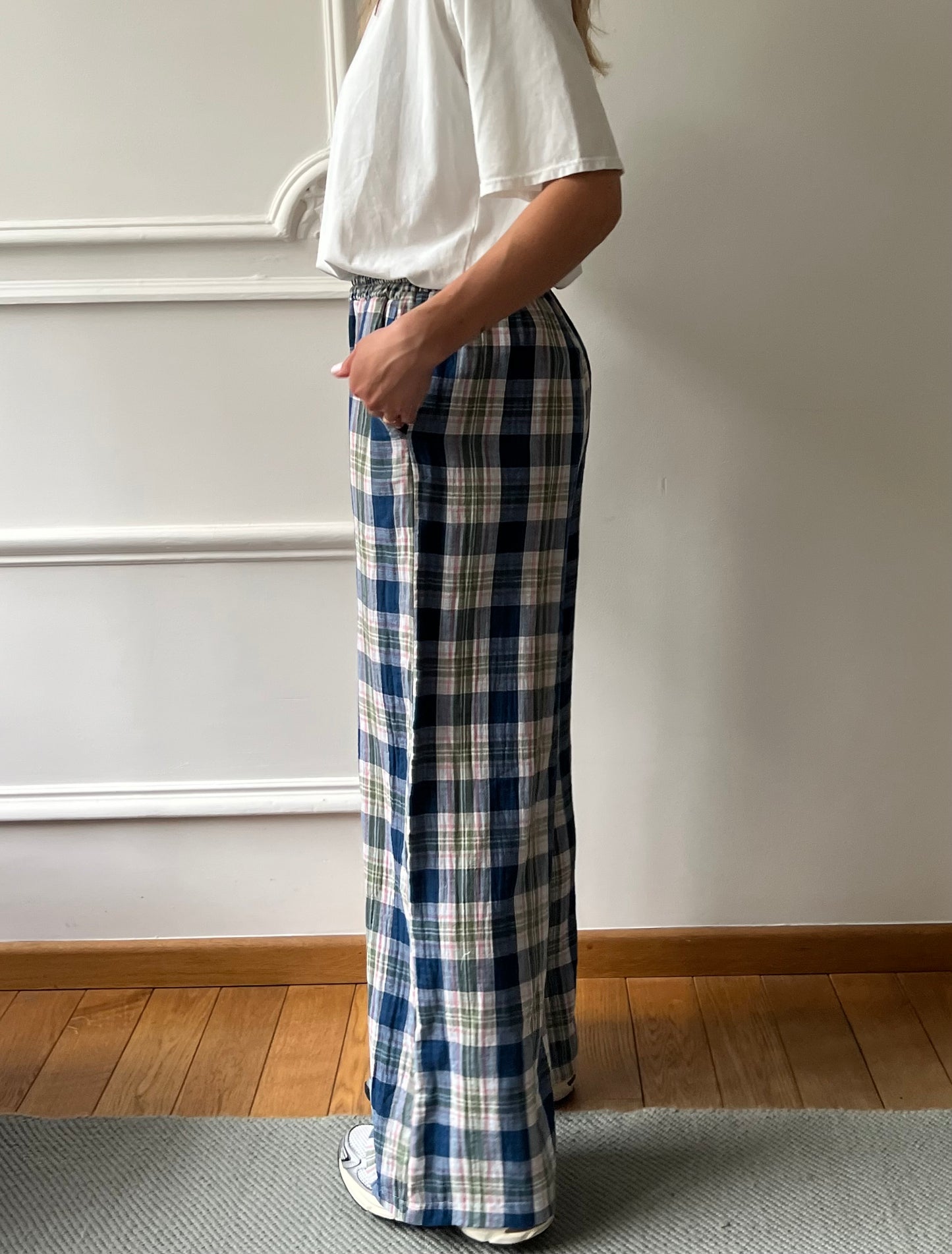 Pantalon carreaux marine