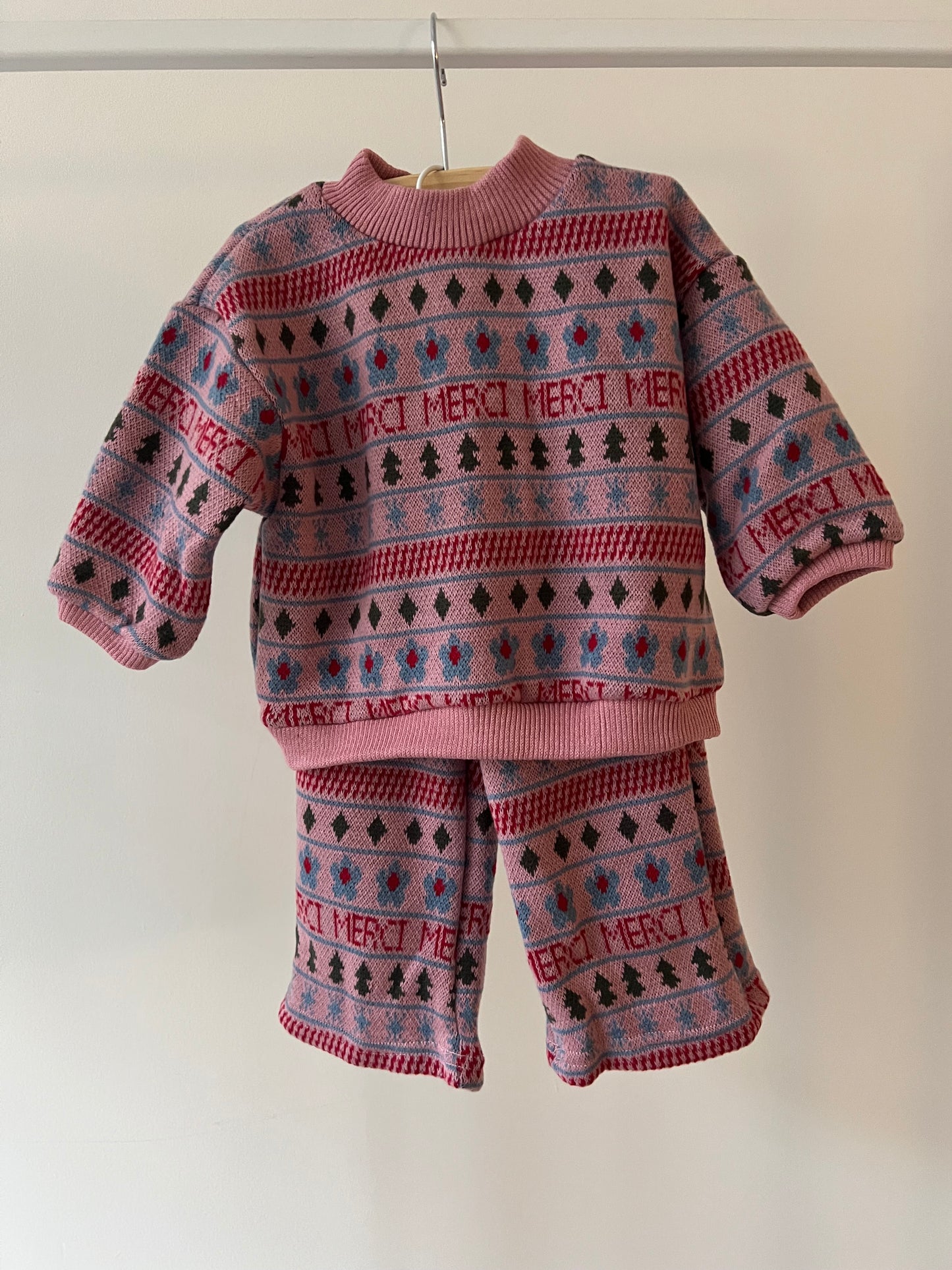 PINK VINTAGE KNIT BOTTOM SET
