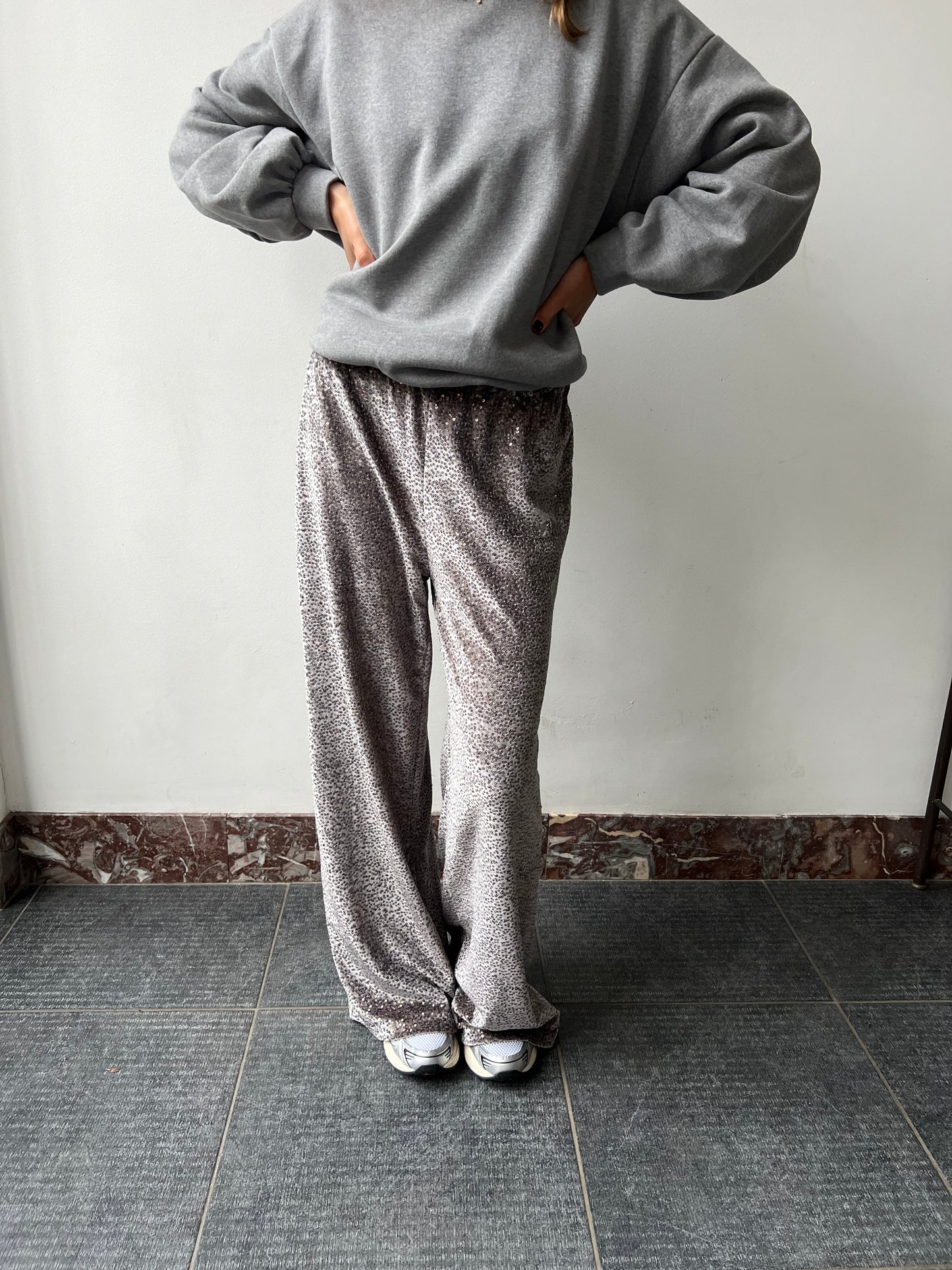 VELVET SEQUINS TROUSERS