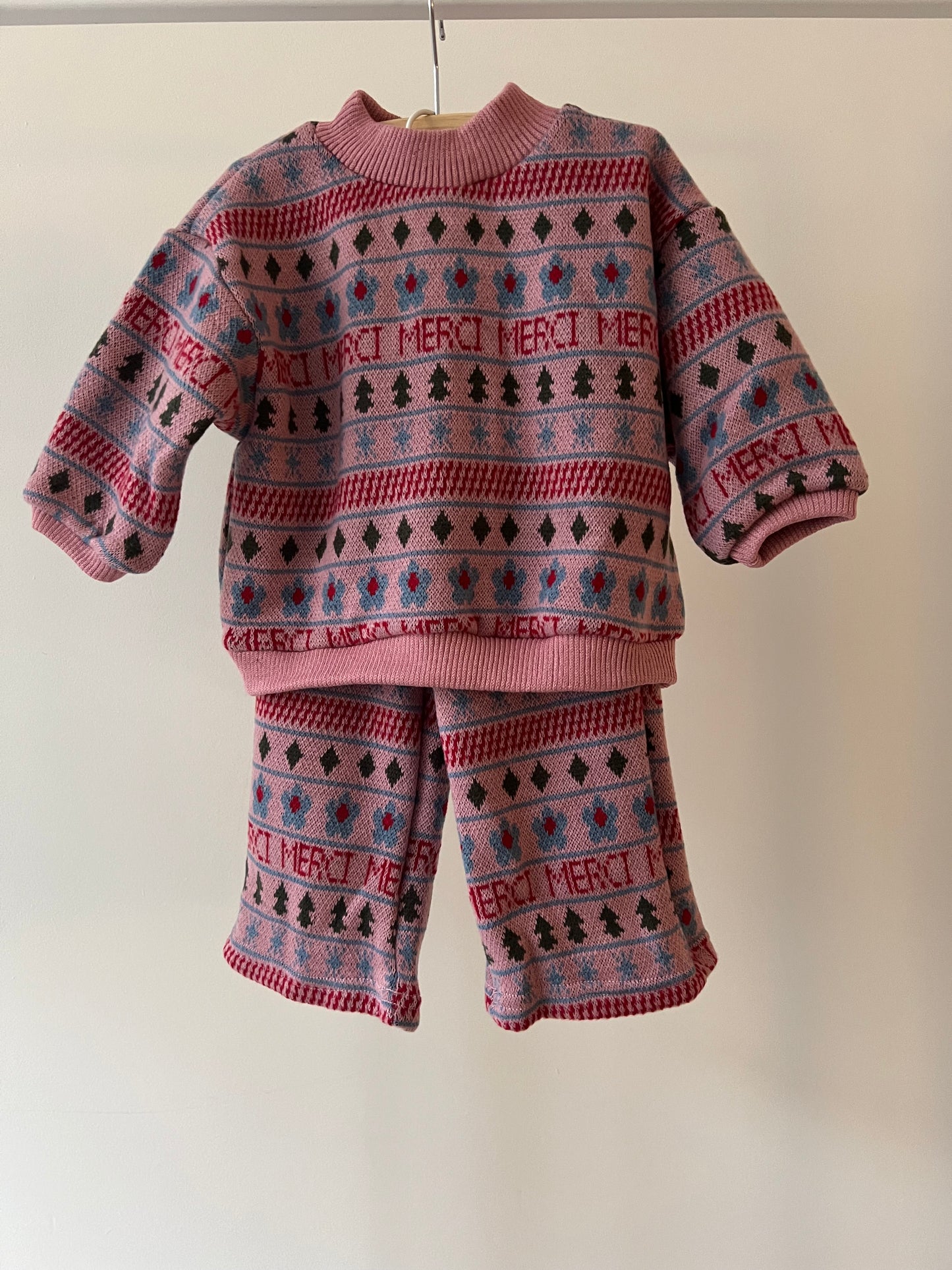PINK VINTAGE KNIT BOTTOM SET