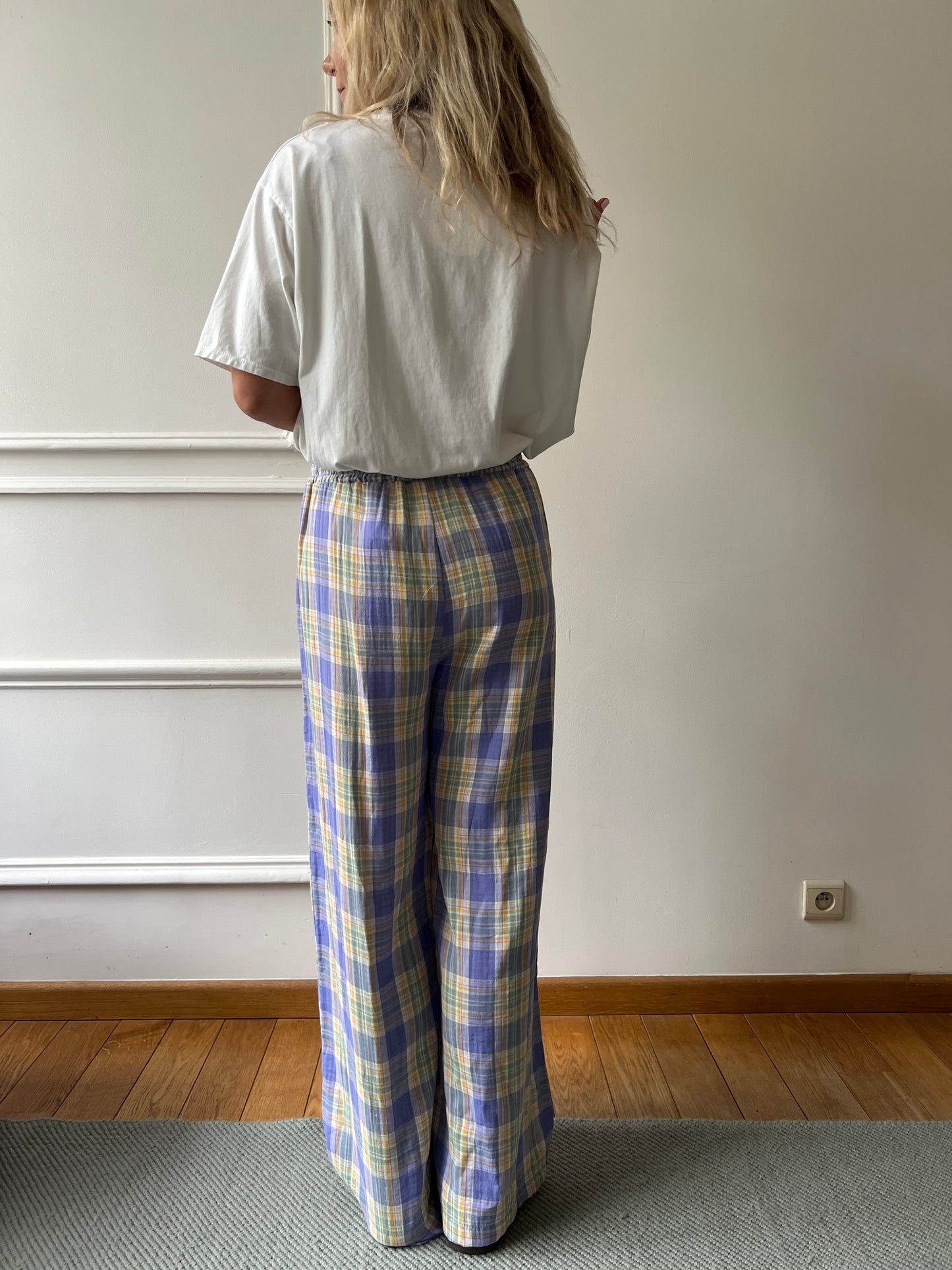 Pantalon carreaux violet