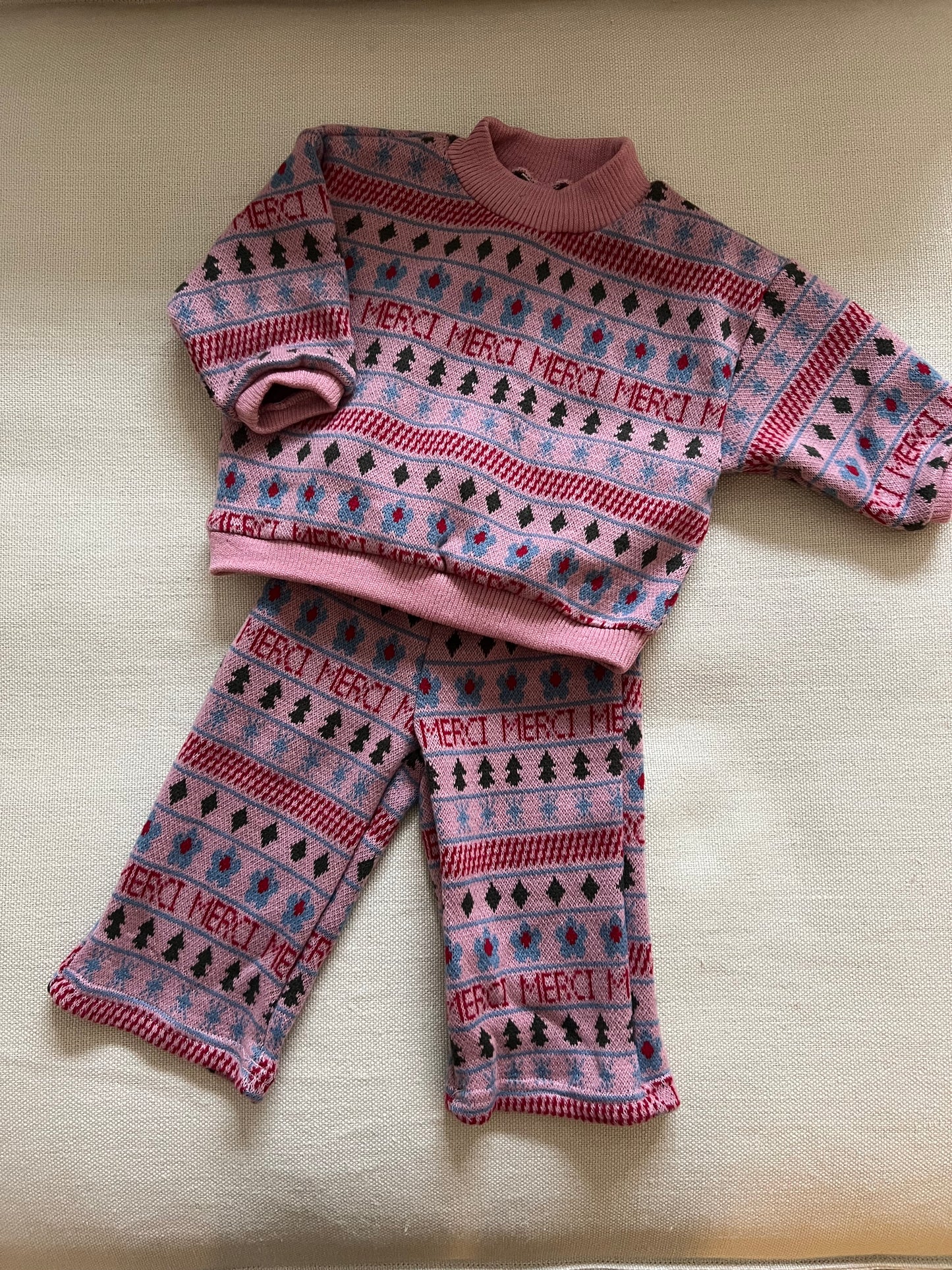 PINK VINTAGE KNIT BOTTOM SET