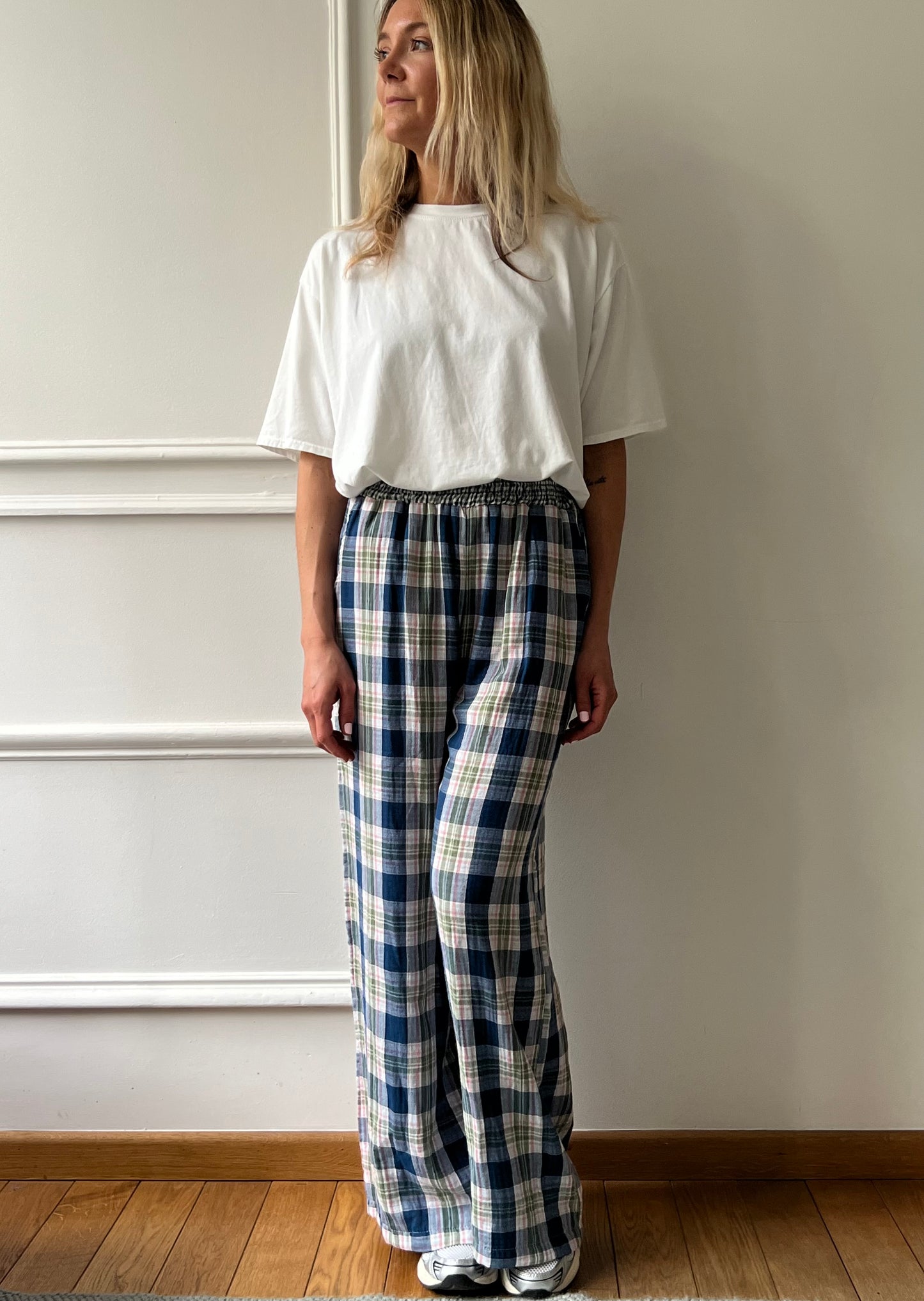 Pantalon carreaux marine