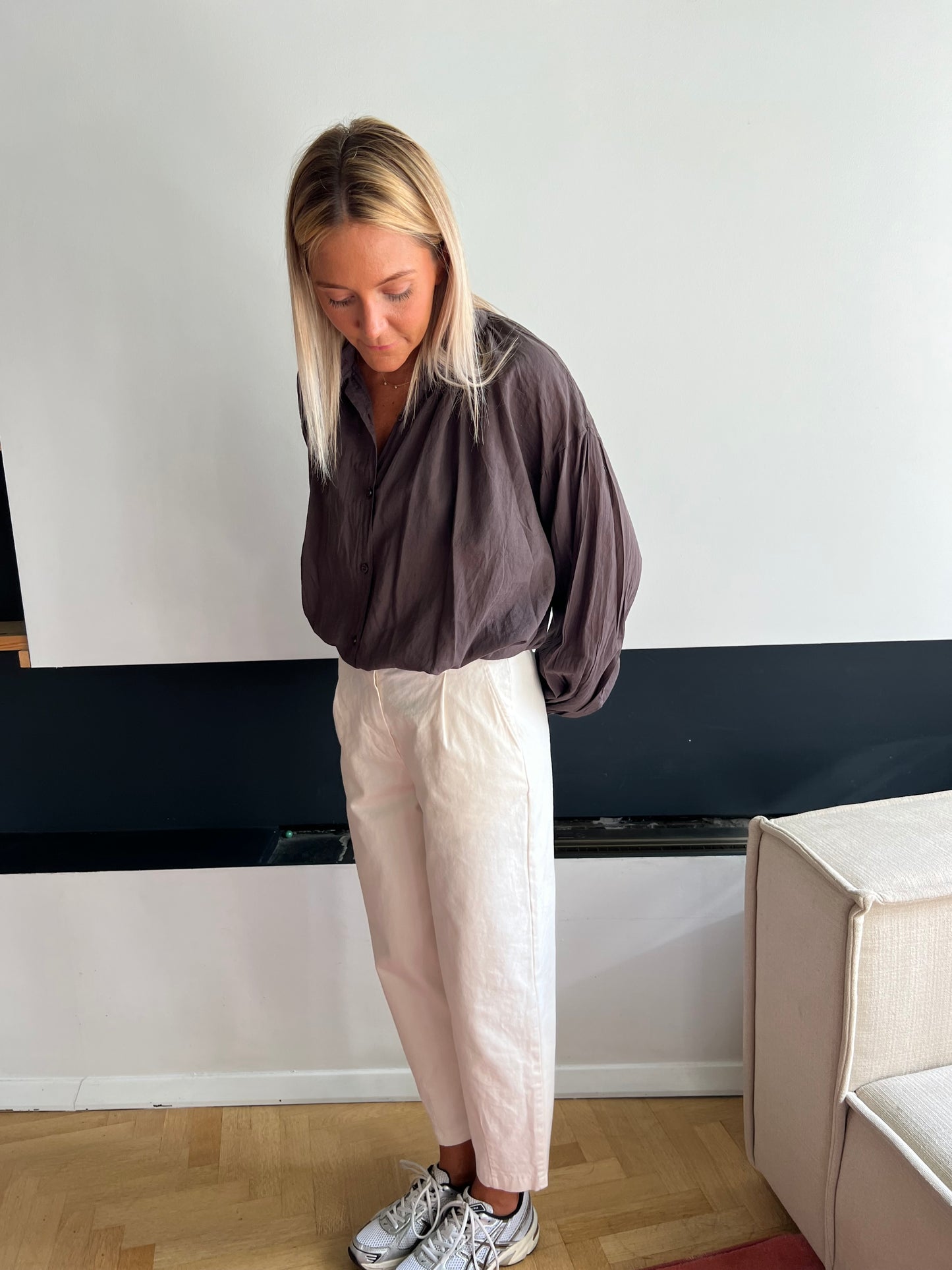 Pantalon ecru pinces