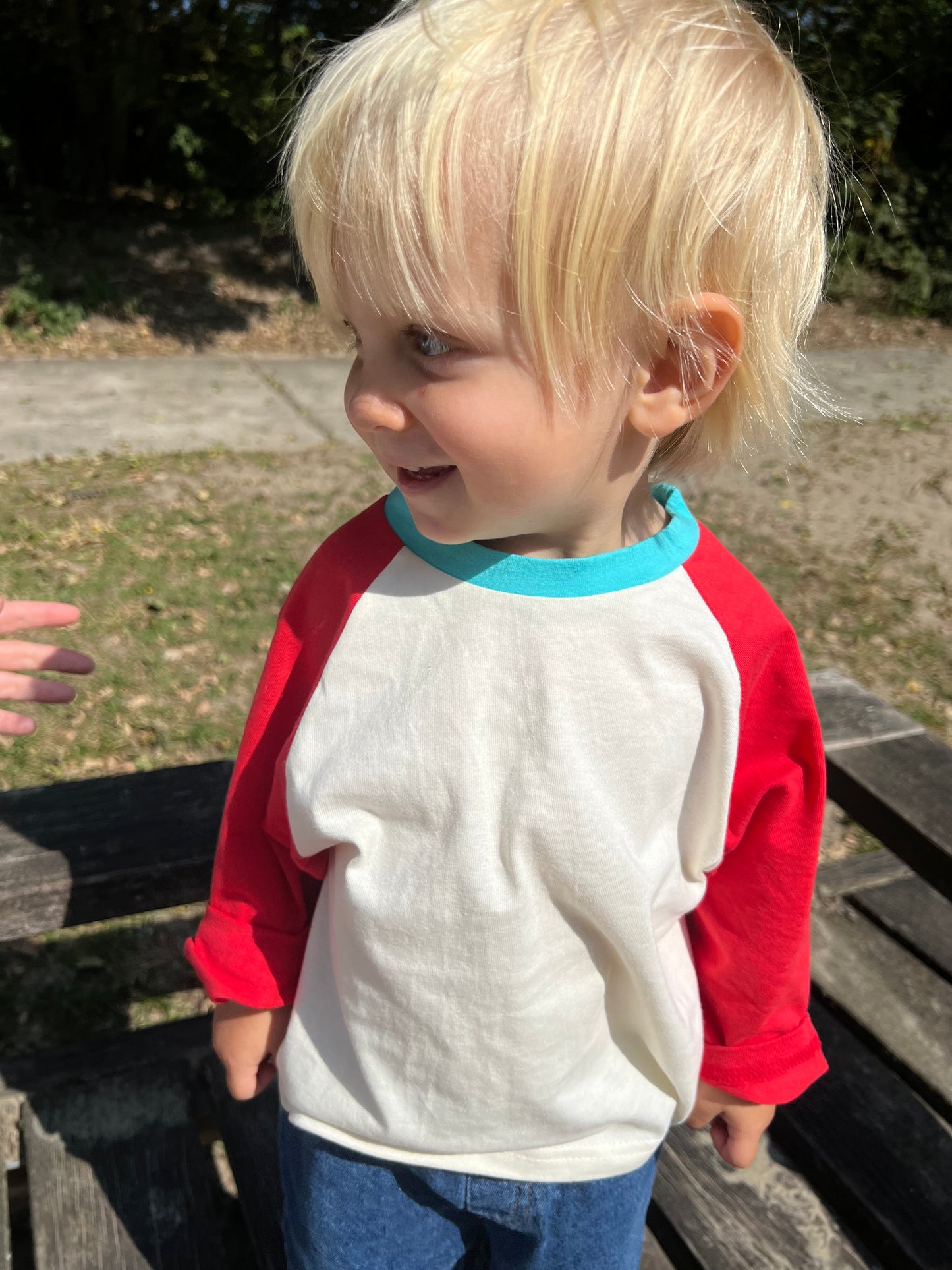 Red raglan tee