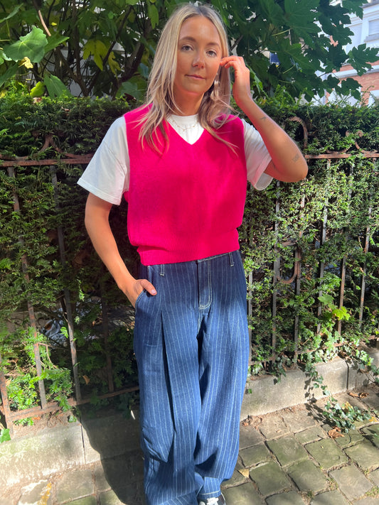 Pull sans manches rose