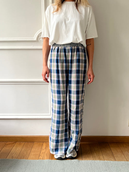 Pantalon carreaux marine