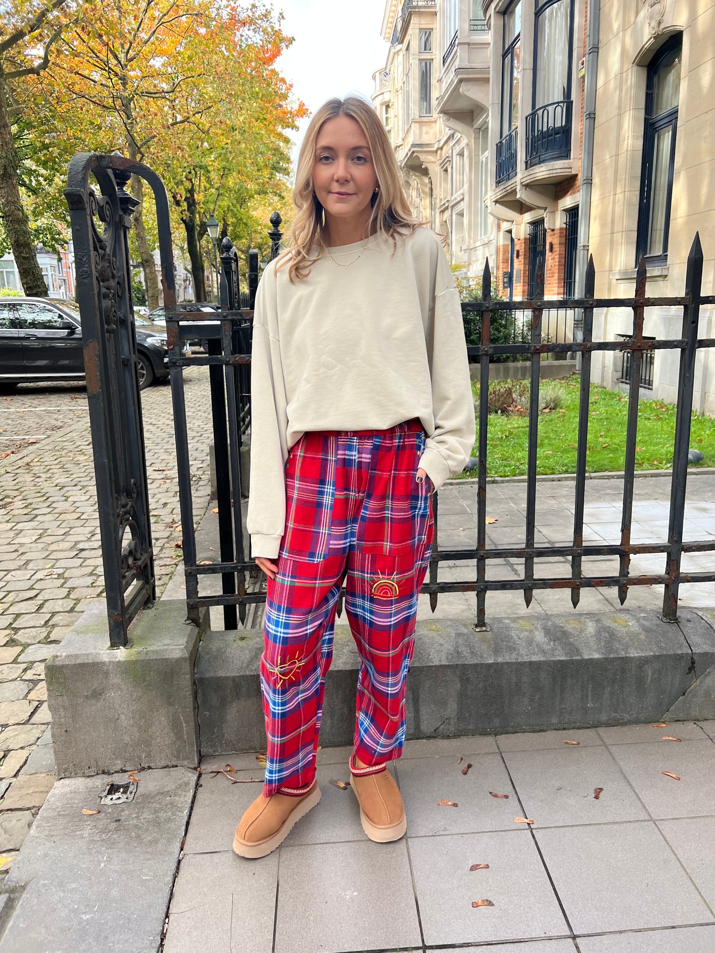 Pantalon carreaux rouge