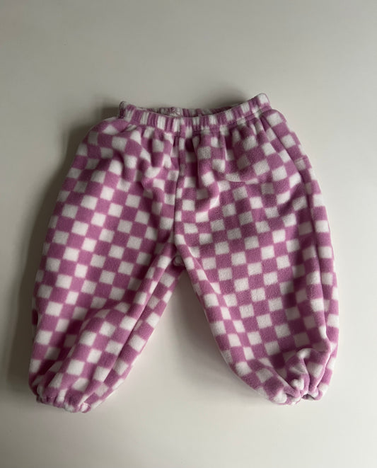 Check fleece violet pants