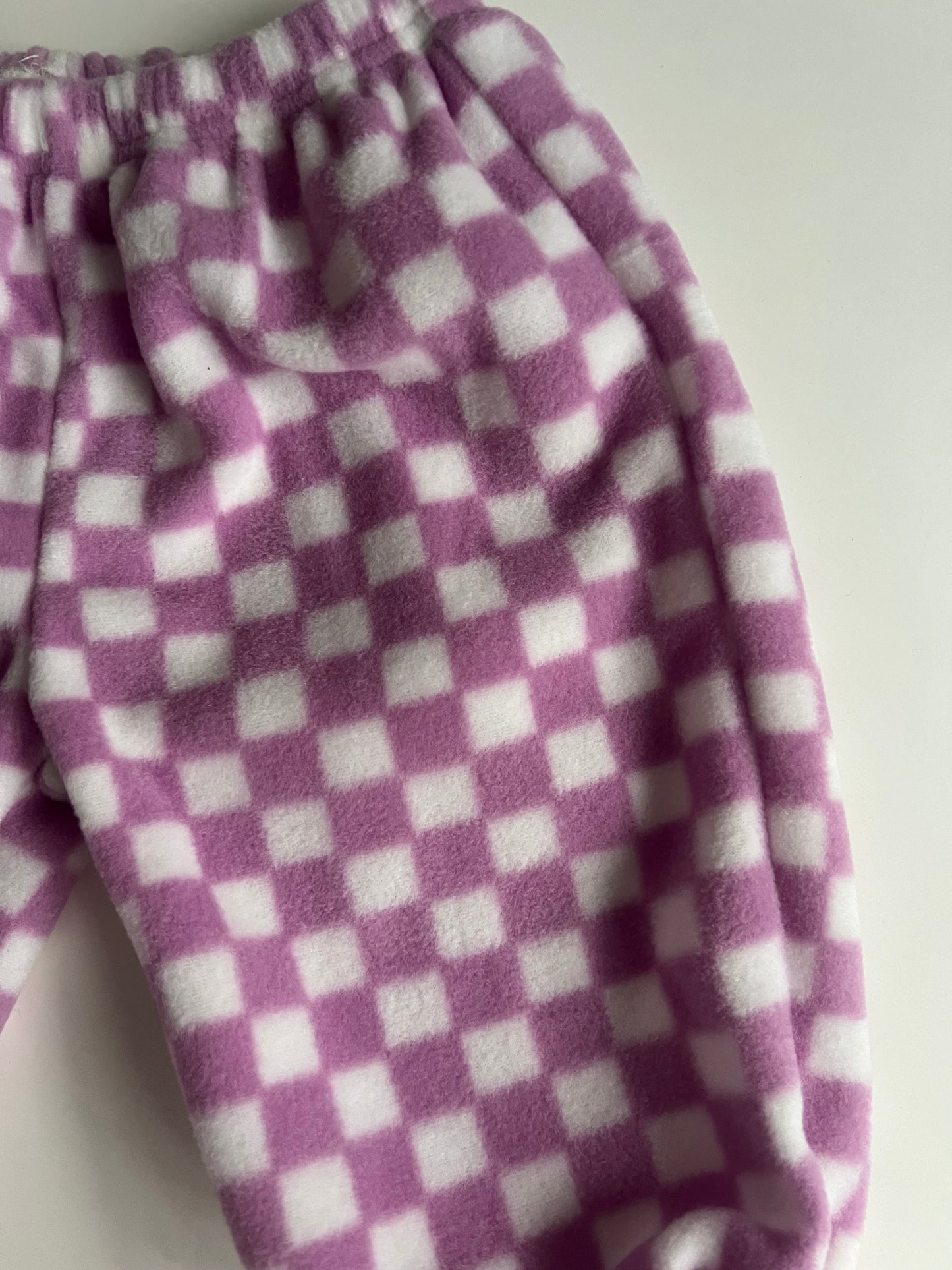 Check fleece violet pants