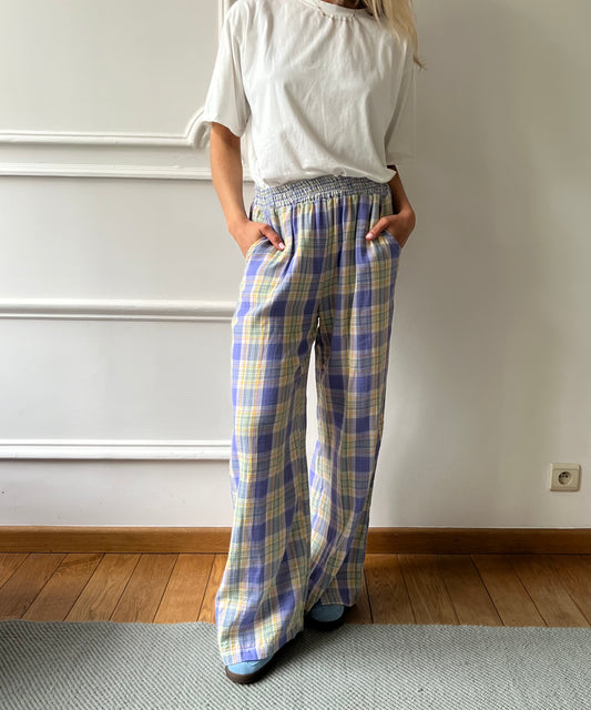 Pantalon carreaux violet