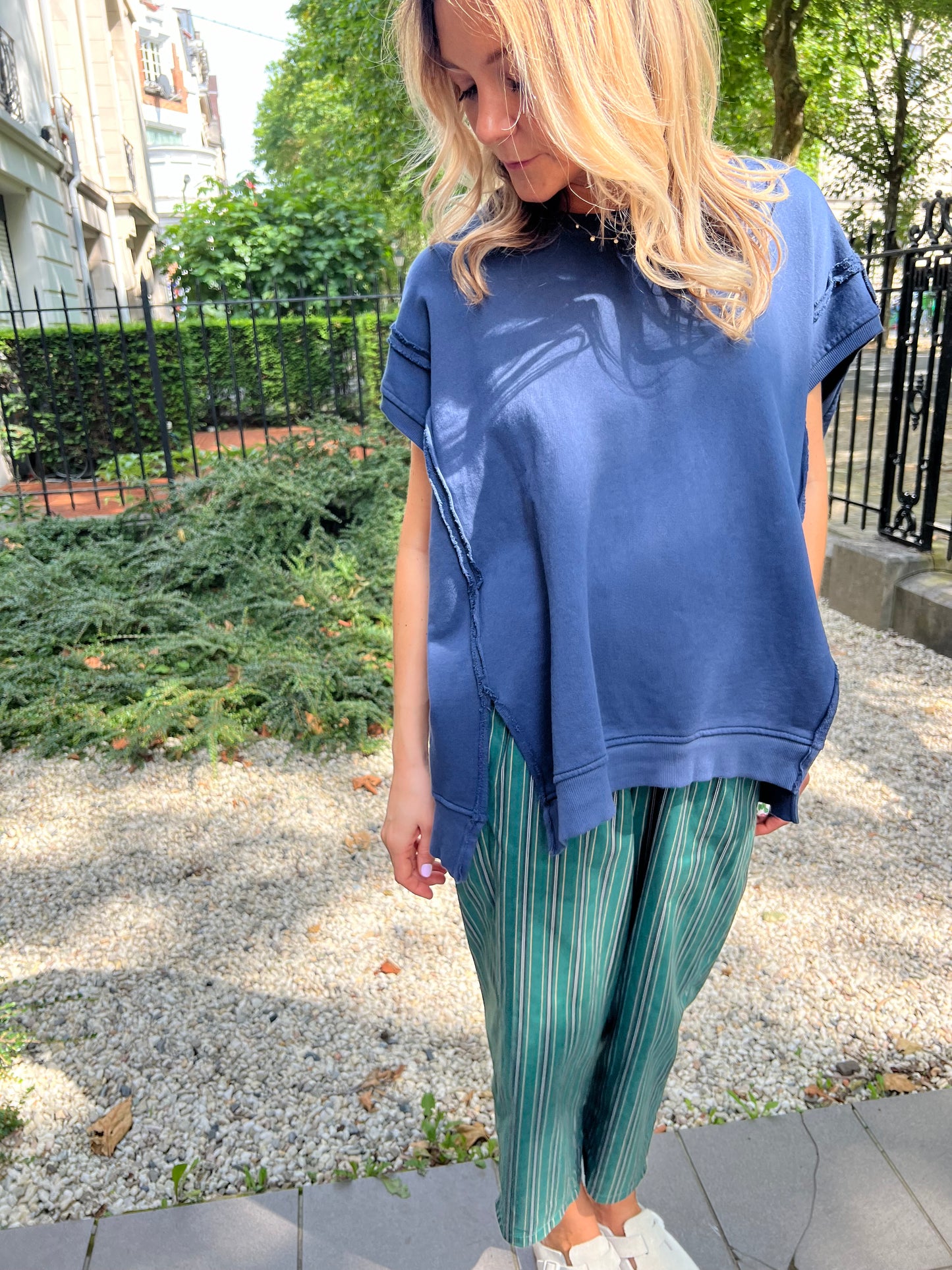 Sweat loose sans manches marine