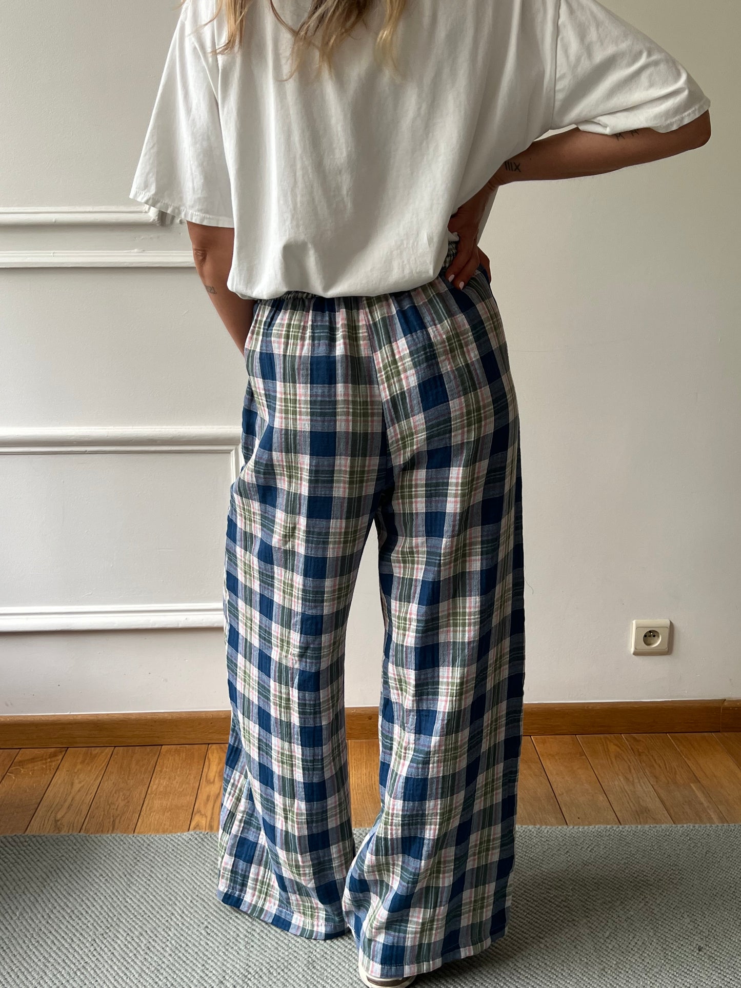 Pantalon carreaux marine