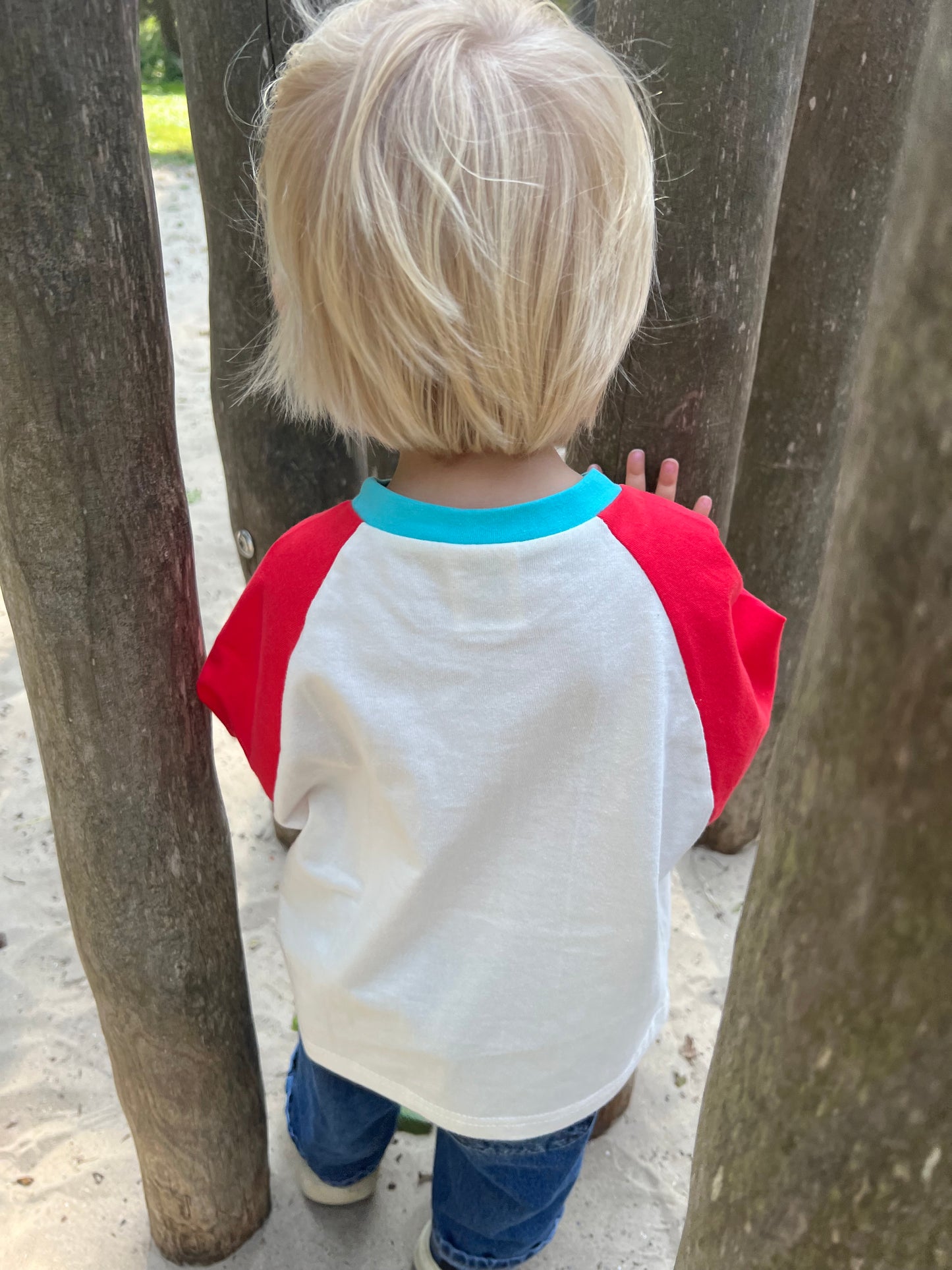 Red raglan tee