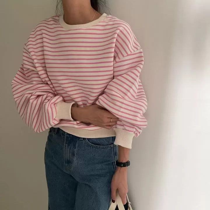 SWEAT LIGNÉ ROSE