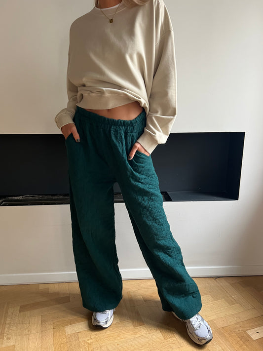 Pantalon matelassé bleu canard