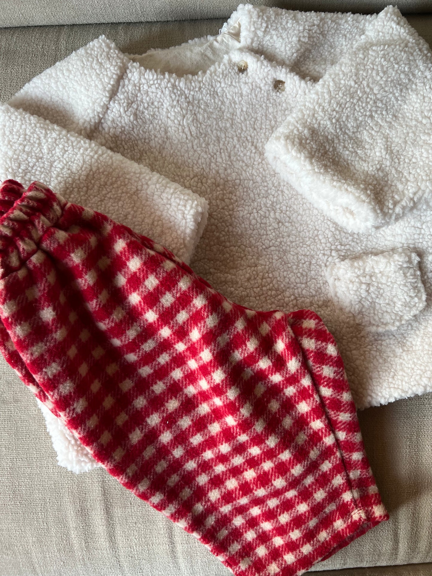 Pantalon carreaux rouge & blanc