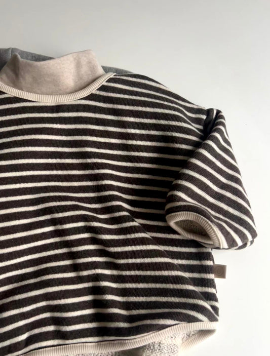 sweat ligné marron