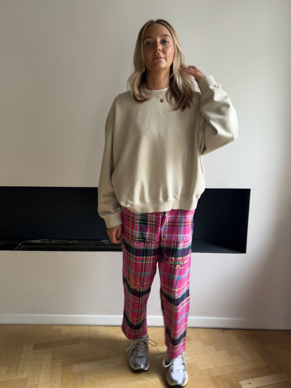 Pantalon carreaux rose