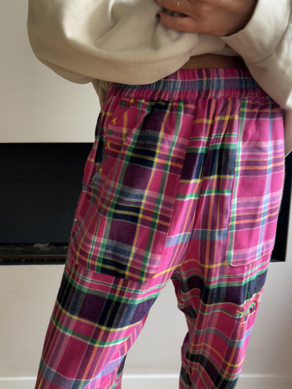 Pantalon carreaux rose